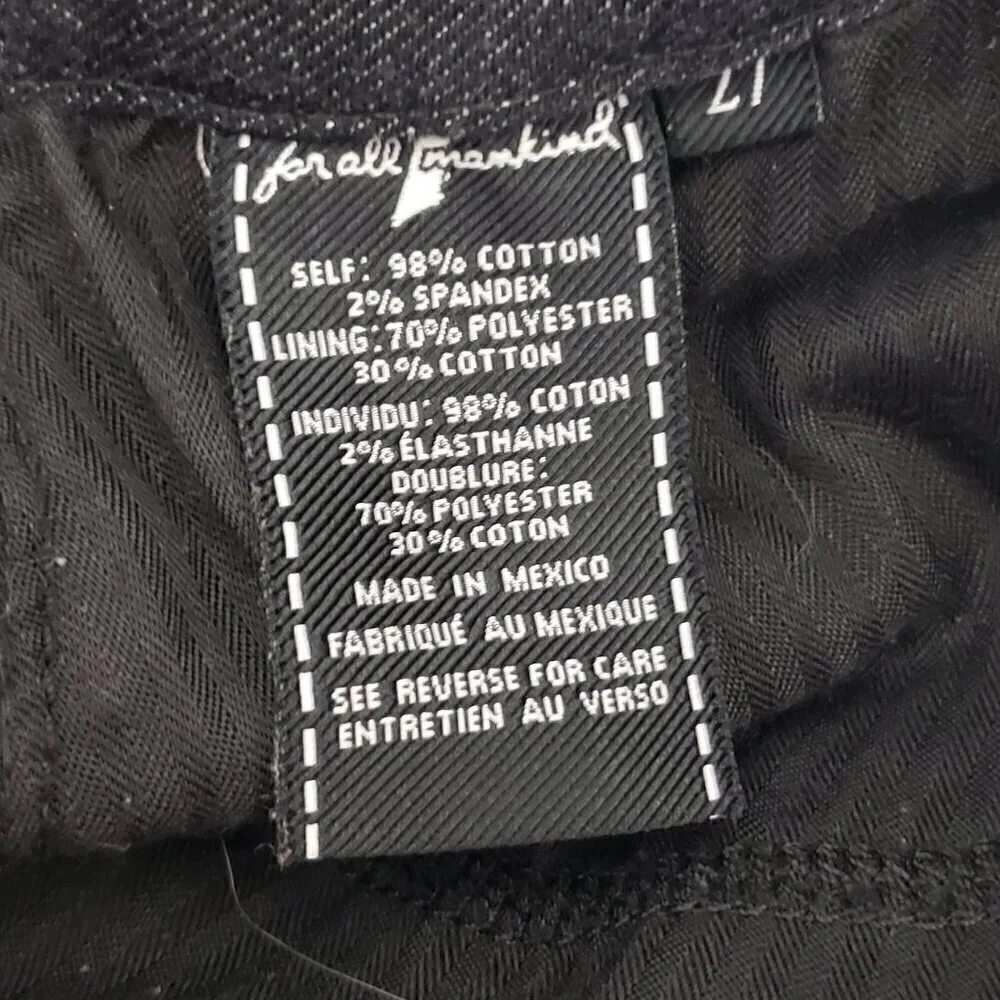 7 for all Mankind Floral Black Denim Mini Skirt Raw Hem Dark Romantic Grunge 27" - Picture 2 of 4